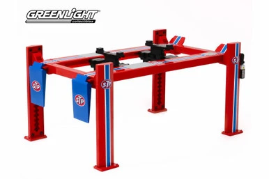 Adjustable Four-Post Lift - STP, Red With Blue - Greenlight 13555 - 1/18 Scale Diecast Accessory 3 Adjustable Four-Post Lift - STP, Red With Blue - Greenlight 13555 - 1/18 Scale Diecast Accessory