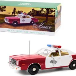 ModelToyCars 1977 Dodge Finchburg County Sheriff, White And Red - Greenlight 19097 - 1/18 Scale Diecast Car