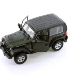 2007 Jeep Wrangler Rubicon Hardtop, Dark Green - Welly 22489HWG - 1/24 Scale Diecast Model Toy Car