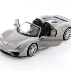 Porsche 918 Spyder Convertible, Silver - Welly 24055CWSV - 1/24 Scale Diecast Model Toy Car