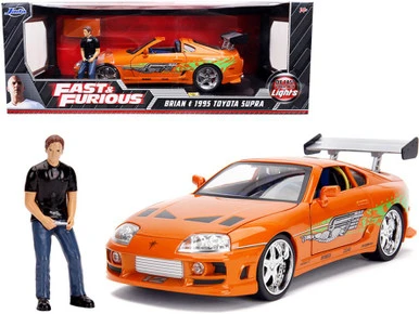 1995 Toyota Supra W/Lights & Brian Figurine , Fast & Furious - Jada Toys 31139 - 1/18 Diecast Car 3 1995 Toyota Supra W/Lights & Brian Figurine , Fast & Furious - Jada Toys 31139 - 1/18 Diecast Car