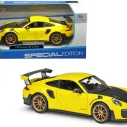 ModelToyCars Porsche 911 GT2 RS, Yellow With Carbon Hood And Gold Wheels - Maisto 31523YL - 1/24 Diecast Car