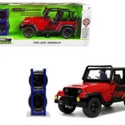 1992 Jeep Wrangler DV8 Off-Road With Extra Wheels, Red - Jada Toys 33851 - 1/24 Scale Diecast Car