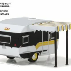 1959 Catolac Deville Travel Trailer, White & Black - Greenlight 34030B - 1/64 Scale Diecast Car