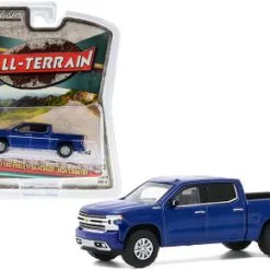 Null 2020 Chevy Silverado High Country Pickup Truck, North Sky Blue - Greenlight 35170F/48 - 1/64 Scale Diecast Model Toy Car