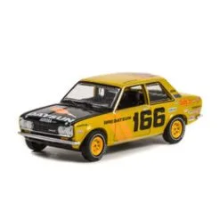 1973 Datsun 510 4-Door Sedan #166 "BRE" , Yellow - Greenlight 35230B - 1/64 Scale Diecast Car