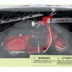 Vespa P200E Scooter, Red - New Ray 42123S - 1/12 Scale Vehicle Replica