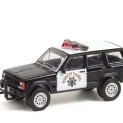 California Highway Patrol 1993 Jeep Cherokee , Black & White - Greenlight 42960B - 1/64 Diecast Car