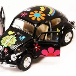 1967 Volkswagen Beetle W/Decals, Black - Kinsmart 5057DF - 1/32 Scale Diecast Car (New, But NO BOX)