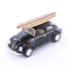 1967 Volkswagen Classic Beetle W/ Surfboard, Black - Kinsmart 5057DS1 - 1/32 Scale Diecast Car