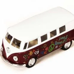 1962 Volkswagen Classic Bus W/Decals, Brown - Kinsmart 5060DF - 1/32 Diecast Car (New, But NO BOX)