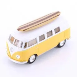 1962 Volkswagen Classic Bus W/ Surfboard, Yellow - Kinsmart 5060DS1 - 1/32 Scale Diecast Car