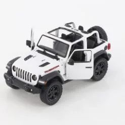 2018 Jeep Wrangler Rubicon Open Top, White - Kinsmart 5412DA/WT - 1/34 Scale Diecast Model Toy Car