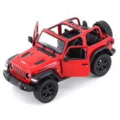 2018 Jeep Wrangler Rubion Open Top, Red - Kinsmart 5412DAB - 1/34 Scale Diecast Model Toy Car