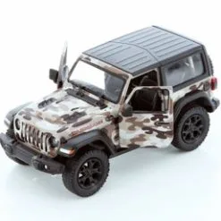 2018 Jeep Wrangler Rubicon, Camo Brown Kinsmart 5420DAB 1/34 Scale Diecast Model Car