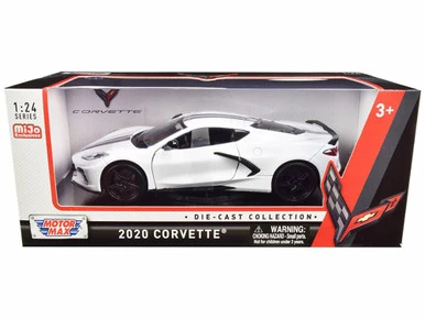 2020 Chevy Corvette C8 Stingray, White - Motor Max 79360WH - 1/24 Scale Diecast Model Toy Car 3 2020 Chevy Corvette C8 Stingray, White - Motor Max 79360WH - 1/24 Scale Diecast Model Toy Car