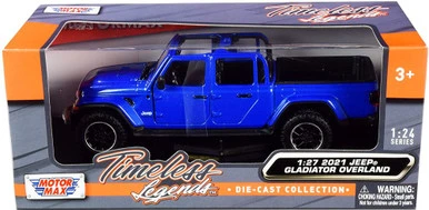 2021 Jeep Gladiator Overland (Open Top), Blue - Motor Max 79367BU - 1/27 Scale Diecast Model Toy Car 3 2021 Jeep Gladiator Overland (Open Top), Blue - Motor Max 79367BU - 1/27 Scale Diecast Model Toy Car