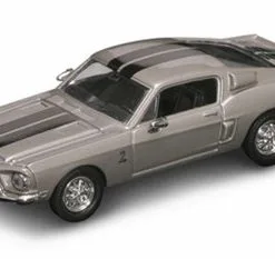 Lucky Road Signature 1968 Shelby GT 500-KR, Silver W/ Stripes - Yatming 94214 - 1/43 Scale Diecast Model Toy Car