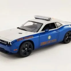 2010 Dodge Challenger SRT8, Blue And White - Acme A1806018 - 1/18 Scale Diecast Model Toy Car